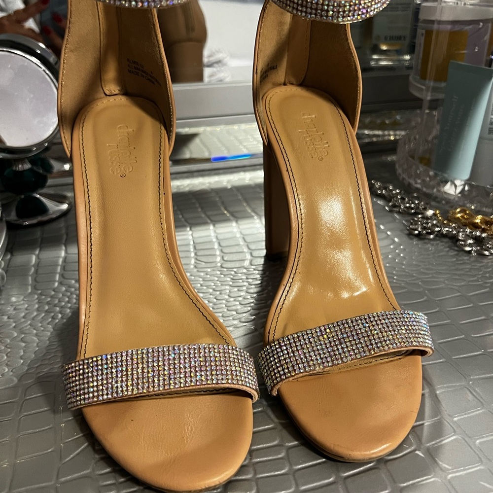 Charlotte Russe blush and rhinestone heels